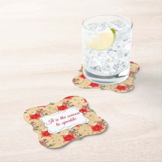 Gepersonaliseerd Floral kerstpatroon Kartonnen Onderzetters (Insitu)