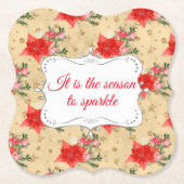 Gepersonaliseerd Floral kerstpatroon Kartonnen Onderzetters (Voorkant)