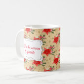 Gepersonaliseerd Floral kerstpatroon Koffiemok (Voorkant links)