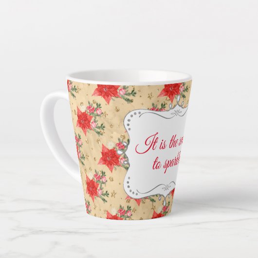 Gepersonaliseerd Floral kerstpatroon Latte Mok (Linkerhoek)