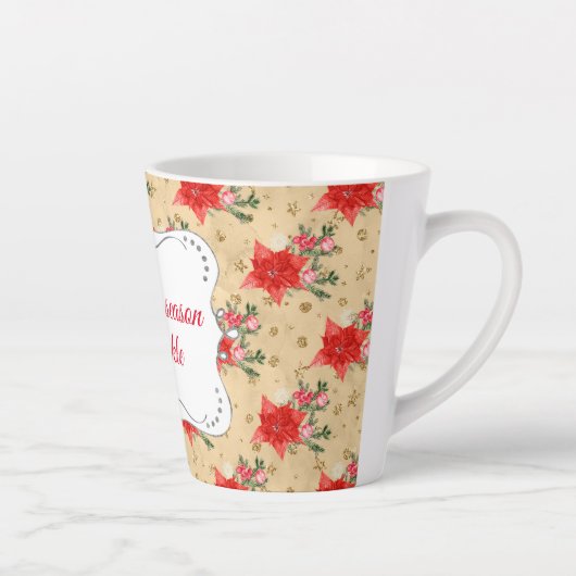 Gepersonaliseerd Floral kerstpatroon Latte Mok (Rechts)