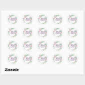 Gepersonaliseerd Floral Monogram, vers lentevolage Ronde Sticker (Vel)