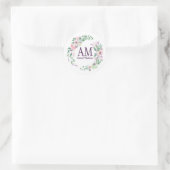 Gepersonaliseerd Floral Monogram, vers lentevolage Ronde Sticker (Tas)