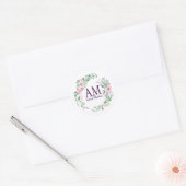 Gepersonaliseerd Floral Monogram, vers lentevolage Ronde Sticker (Envelop)