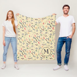Gepersonaliseerd Floral Pattern Monogram Fleece Deken