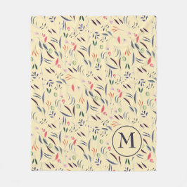 Gepersonaliseerd Floral Pattern Monogram Fleece Deken
