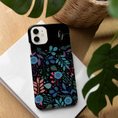 Gepersonaliseerd Floral Pattern Monogram iPhone Hoesje