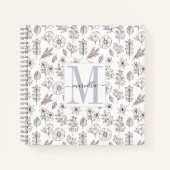 Gepersonaliseerd Floral Pattern Monogrammed Notitieboek (Voorkant)