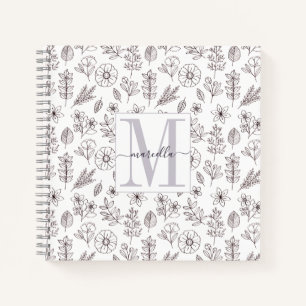 Gepersonaliseerd Floral Pattern Monogrammed Notitieboek