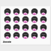 Gepersonaliseerd Floral Silver Pink Rose Vrijgezel Ronde Sticker (Vel)