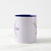 Gepersonaliseerd Floral Violet Paars Lavender Tweekleurige Koffiemok (Center)