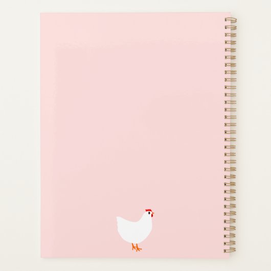 Gepersonaliseerd Floral White Chickens op Roze Pla Planner (Achterkant)