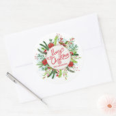 Gepersonaliseerd Floral Wreath Kerst sticker (Envelop)