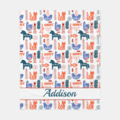 Gepersonaliseerd Folk Art Woodland Animal Fleece Deken (Voorkant)