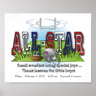 Gepersonaliseerd Football All-Star Kaartwand Art Poster