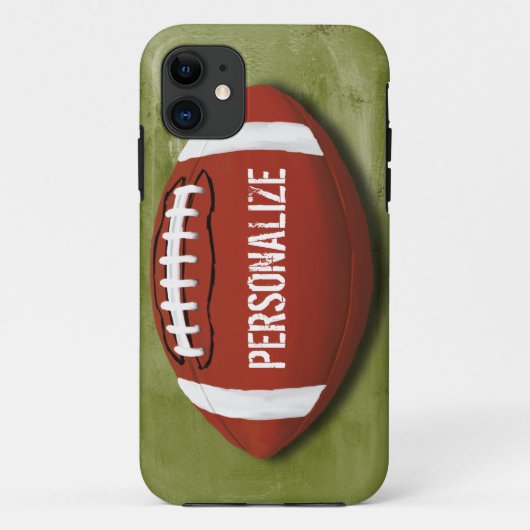 Gepersonaliseerd Football Groene Grunge Case-Mate iPhone Case (Achterkant)