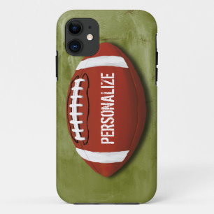 Gepersonaliseerd Football Groene Grunge iPhone 11 Hoesje