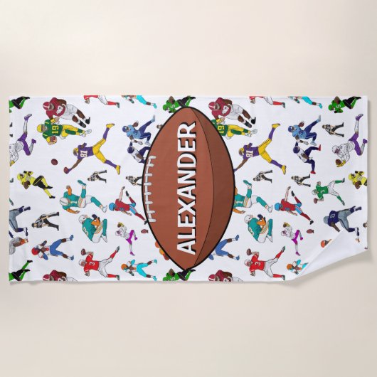 Gepersonaliseerd Football Illustrator-patroon Strandlaken (Voorkant)