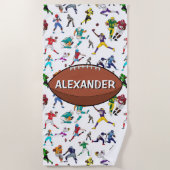 Gepersonaliseerd Football Illustrator-patroon Strandlaken (Voorkant)