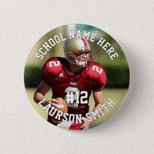 Gepersonaliseerd Football Team Speler Naam Nummer Ronde Button 5,7 Cm