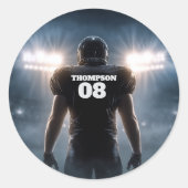 Gepersonaliseerd Football verjaardagsfeestje Ronde Sticker (Voorkant)