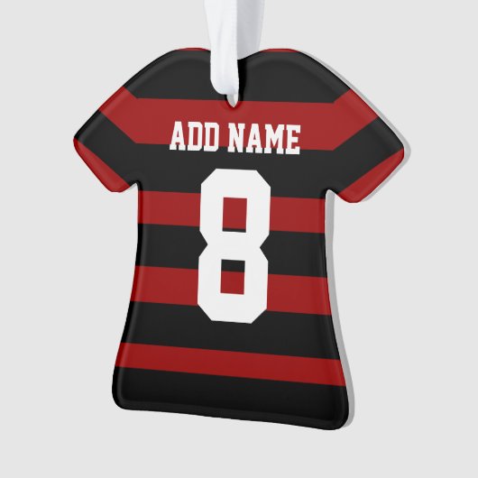 Gepersonaliseerd Football voetbal shirt Red Black  Ornament (voorkant)