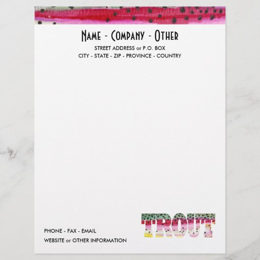 Gepersonaliseerd forel Gevist Briefhoofd Ontwerp (Voorkant)