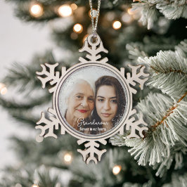 Gepersonaliseerd forever in ons hart Foto Memory Tin Sneeuwvlok Ornament