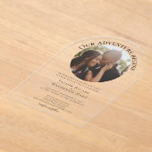 Gepersonaliseerd foto-avontuur begint bruiloft acryl uitnodigingen (Laagn)