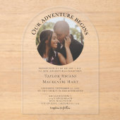 Gepersonaliseerd foto-avontuur begint bruiloft acryl uitnodigingen (Voorkant)