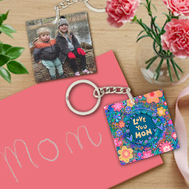 Gepersonaliseerd Foto  Bloemen Hou Van Je Mama Kun Sleutelhanger