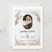 Gepersonaliseerd foto Boho Graduation Party Invita Kaart (Voorkant)