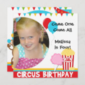 Gepersonaliseerd Foto Circus Birthday Invitations Kaart (Voorkant / Achterkant)