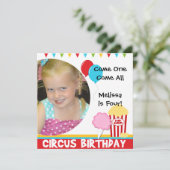 Gepersonaliseerd Foto Circus Birthday Invitations Kaart (Staand voorkant)