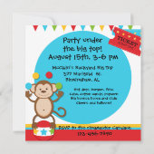 Gepersonaliseerd Foto Circus Birthday Invitations Kaart (Achterkant)