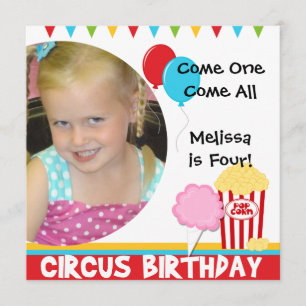 Gepersonaliseerd Foto Circus Birthday Invitations Kaart