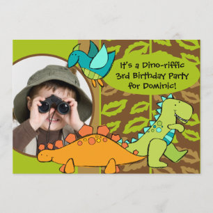 Gepersonaliseerd Foto Dino Dinosaur Birthday Uitno Kaart