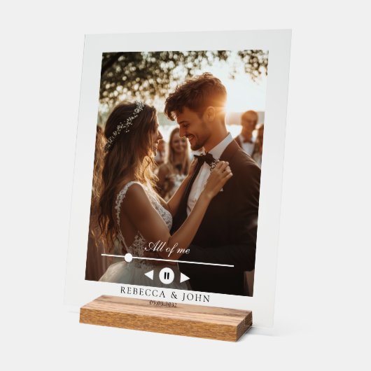 Gepersonaliseerd, foto, eerste dans, trouwbord acryl bord (Hoek)