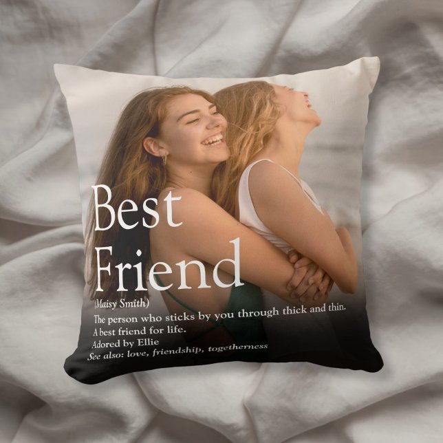 Gepersonaliseerd Foto en Definitie van je Beste Vr Kussen (Personalized Your Best Friend Photo and Definition Throw Pillow)