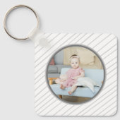 Gepersonaliseerd foto- en grijze patroon sleutelhanger (Voorkant)