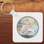 Gepersonaliseerd foto- en grijze patroon sleutelhanger (Voorkant)