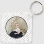 Gepersonaliseerd foto- en grijze patroon sleutelhanger (Achterkant)