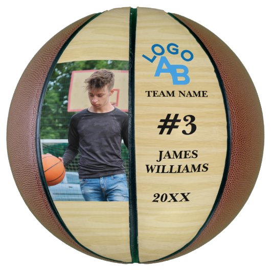 Gepersonaliseerd Foto en naamcadeau Basketbal (Verticaal)