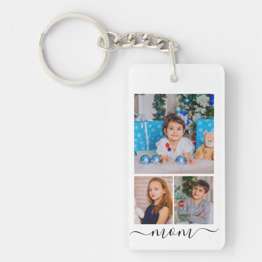 Gepersonaliseerd foto- en tekstfotocollagefamilie sleutelhanger (Voorkant)