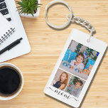 Gepersonaliseerd foto- en tekstfotocollagefamilie sleutelhanger<br><div class="desc">Gemakkelijke Gepersonaliseerde Foto en Tekst Fotofamilie Collage, </div>