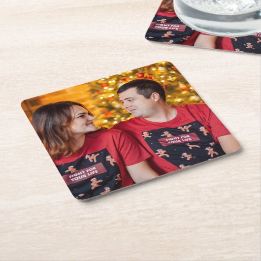 Gepersonaliseerd foto kartonnen onderzetters (Schuin)