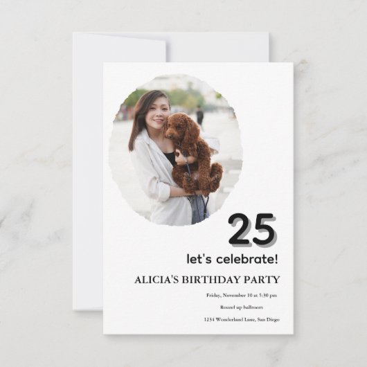 Gepersonaliseerd foto lijst 25ste verjaardag kaart (Voorkant)