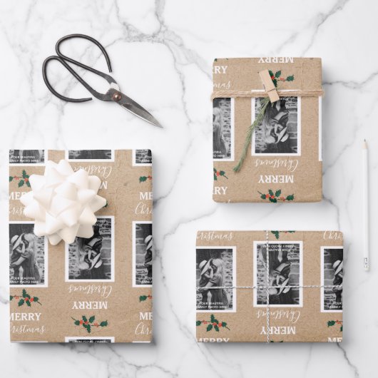 Gepersonaliseerd foto met prettige kerst - Kraft Inpakpapier Vel (Voorkant)