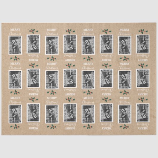 Gepersonaliseerd foto met prettige kerst - Kraft Tissuepapier (Voorkant)