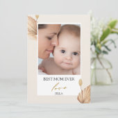 Gepersonaliseerd Foto Moederdag Floral Flat Kaart (Staand voorkant)